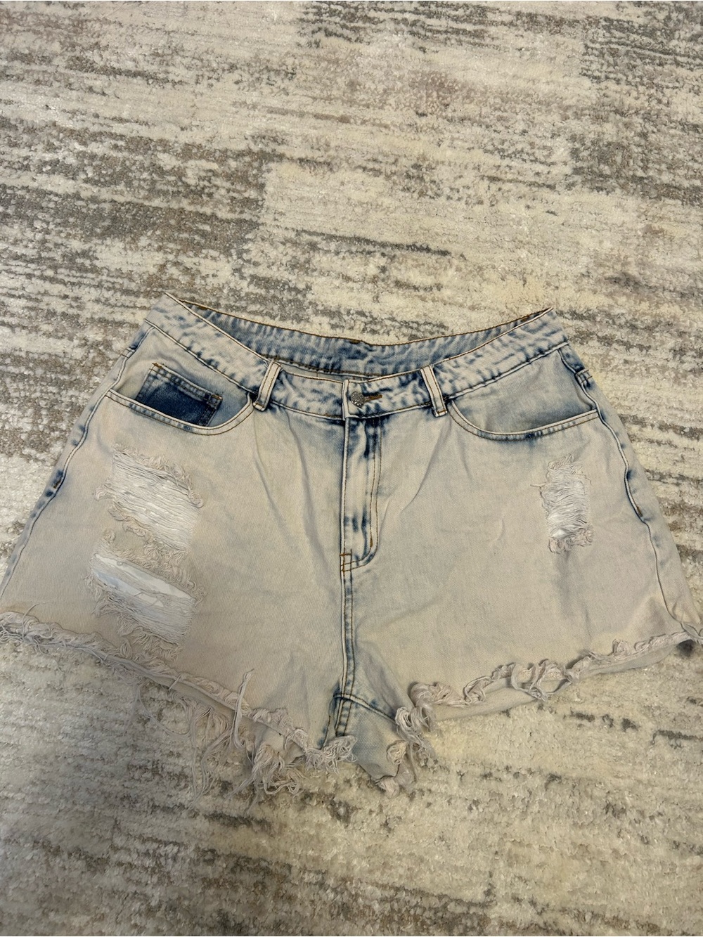 SHEIN Light Wash Distressed Denim Jean Shorts